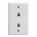 Cmple 6P4C Double White Wall Plate Jacks 463-N